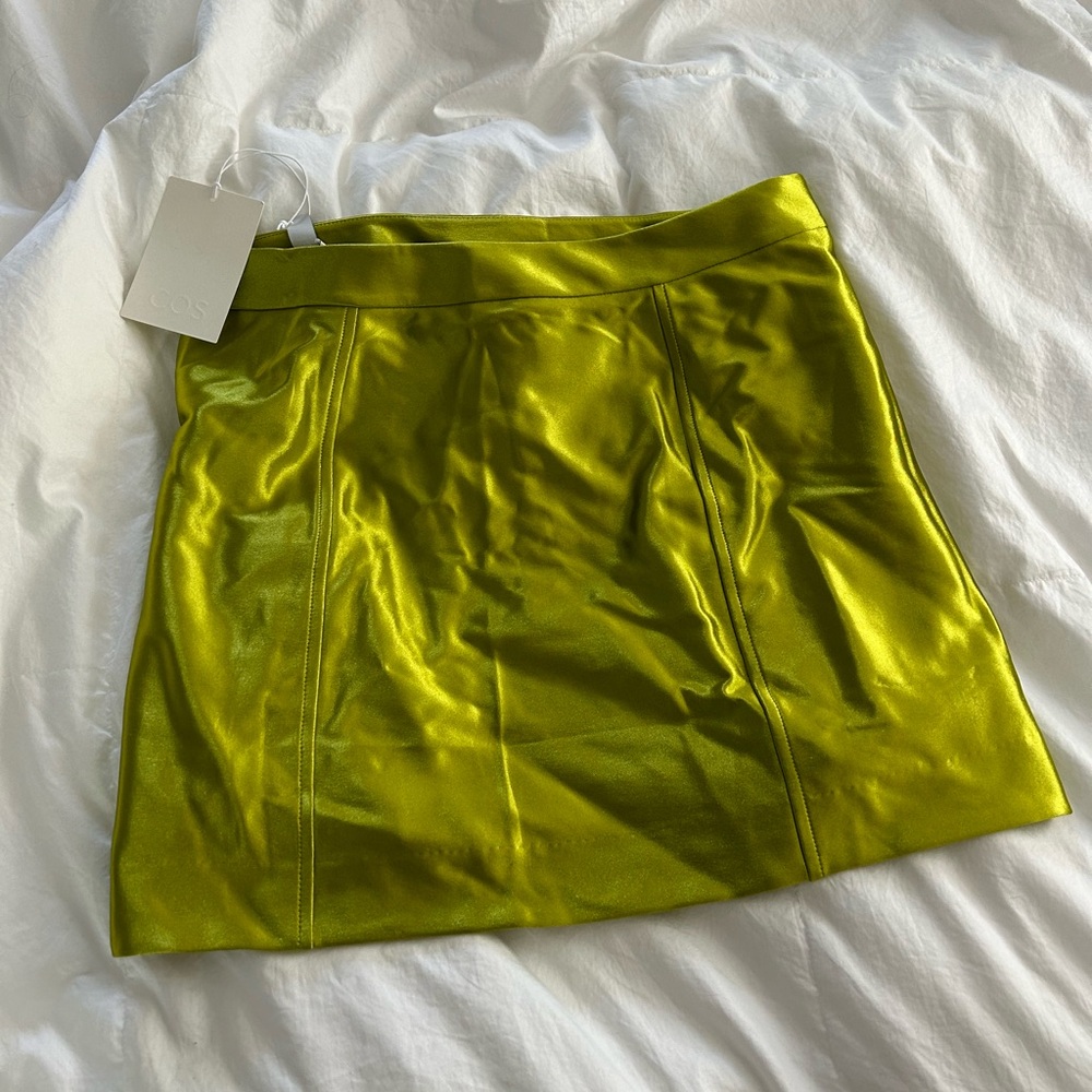 Cos high-shine satin green mini skirt size S